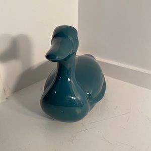 Vintage Nora Fenton Italian Art Pottery Teal Canadian Duck 11” X8” High